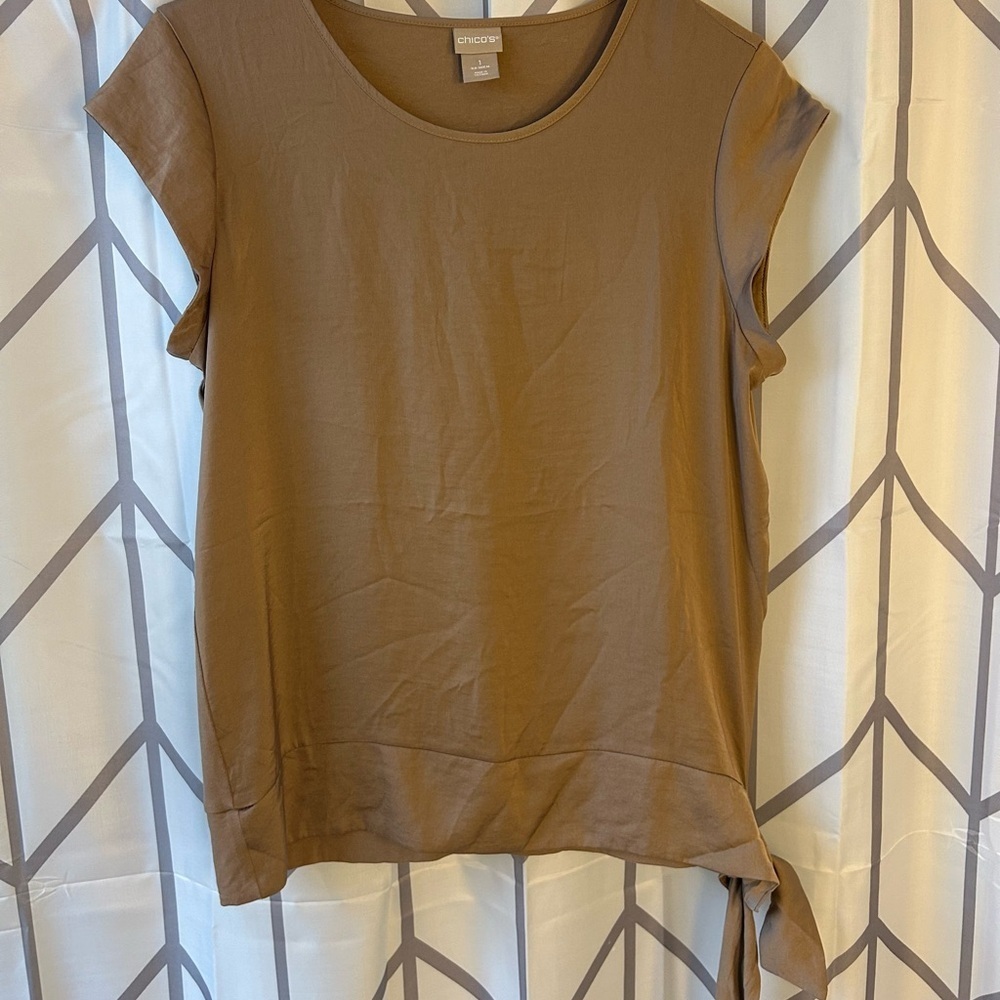Chico's Tan Blouse with Side Tie